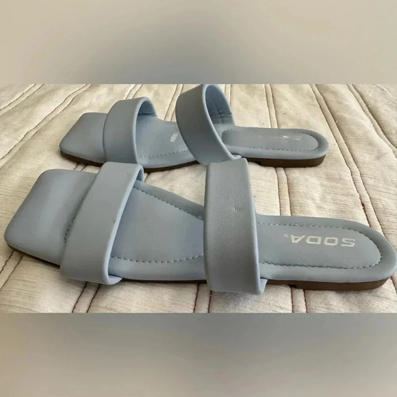 Soda Double Strap Square Toe Sandals Faux Leather - Picture 2 of 4